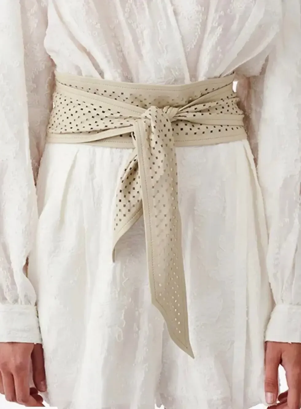 IRO Paris Nera Cuts Cloud Wrap Belt in Cloud Grey 80 S